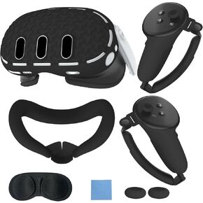 Cover Set for Quest 3:VR Accessories for Meta Quest 3,Includes Front Shell Cover,Face Cover,Internal Lens Cover and Controller Covers(Black)