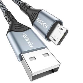 FEMORO Micro USB Cable 10ft 5 Pack, USB A to Micro USB 2.0 Charger Cables Long USB Micro Data Transfer Android Cord Type A Braided 12W Compatible for Tablet Galaxy S7 Edge Moto G5/G5S Plus