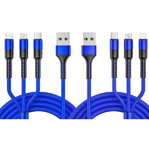 4FT Multi Charging Cable, 3 in 1 Multiple Charger Cable, Short Universal Charging Cable with 3 Different Port IP/Type-C/Micro Compatible with iPad/Phone 15 14/Samsung/Google//Sony PS5/Kindle/Camera