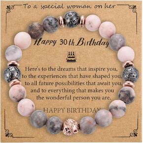 30th 40th 50th 60th 65th 70th 75th 80th Birthday Gifts for Women Bracelets 50 60 65 70 Year Old Natural Stones Happy Birthday Bracelets for Women