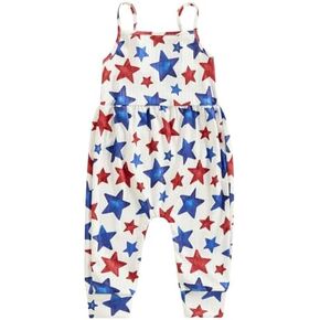 4-th of July Toddler Baby Girl Outfits Red White and Blue Sleeveless Romper Jumpsuit Fourth of July Clothes