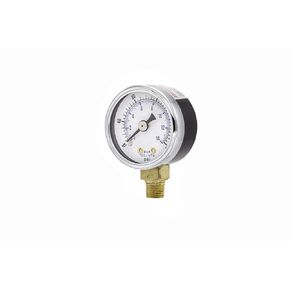 PIC Gauges 101D-158C Bottom Mount Dry Pressure Gauge w/ Black Steel Case, Brass Internals, Chrome Bezel, Plastic Lens, 1.5" Dial, 0/30 psi Range, 1/8" Male NPT
