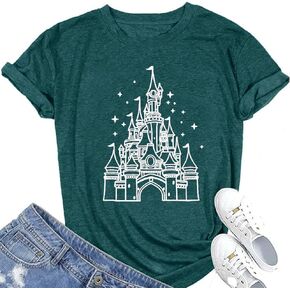 Magic Castle Shirt for Women Cute Kingdom Graphic Tshirt Casual Holiday Vacation Short Sleeve Tee Tops