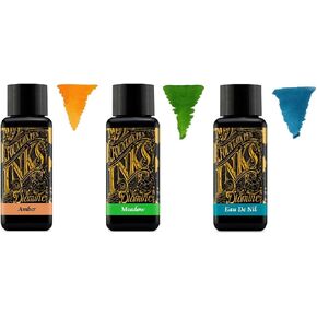 Diamine - 30ml Fountain Pen Ink - 3 Pack - Amber, Meadow Green, Eau de Nil