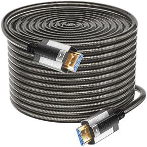 8K HDMI Fibre Optic Cable 30ft/10m, Steel Armour Optical HDMI 2.1 Cable 48 Gbps Ultra High Speed 8K@60Hz 4K@120Hz Dynamic HDR eARC HDCP 2.2 & 2.3 for HDTV/Projector/Home Cinema/TV