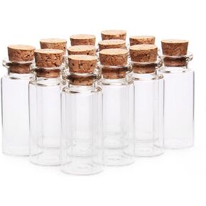25PCS/10ML Clear Glass Jars Bottles Empty Sample Vials with Cork Stoppers for Message Wedding Wish Jewelry Party Favors