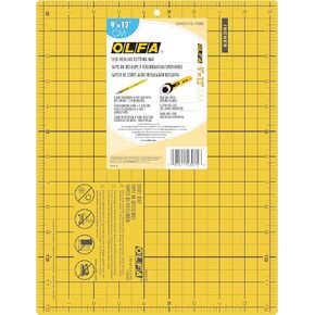 OLFA 9" x 12" Self Healing Double Sided Cutting Mat (CM-9X12-01/YEL) - Double Sided 9x12 Inch Cutting Mat with Grid (Yellow)
