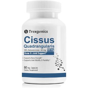 Trexgenics CISSUS QUADRANGULARIS 10% Ketosterones 600 mg Joint & Bone Density Support Vegan & Non-GMO (60 Veg. Capsules) (Pack of 1)