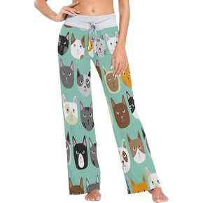 ALAZA Animal Tiger Print Fur Women's Pajama Lounge Pants Casual Stretch Pants Wide Leg