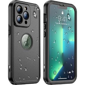 Temdan [Real 360 for iPhone 13 Pro Max Case Waterproof, Built-in 9H Tempered Glass Camera Lens & Screen Protector [Dustproof] [Dropproof][IP68 Underwater] Full-Body Shockproof Phone Case-Black