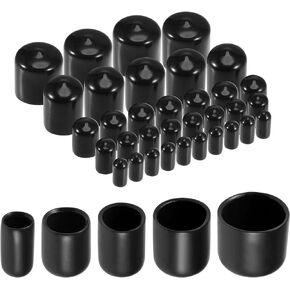 uxcell 50pcs Round Rubber End Caps 1/4" 3/8" 1/2" 3/4" 7/8" Red Vinyl Cover Screw Thread Protectors Assortment Kit