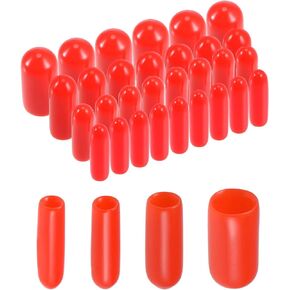 uxcell 80pcs Round Rubber End Caps 3/32" 1/8" 5/32" 1/4" Red Vinyl Cover Screw Thread Protectors Assortment Kit