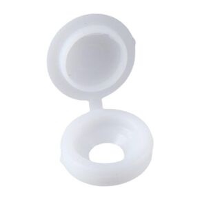 100pcs Hinged Screw Cover Caps, Plastic Screw Caps Fold Screw Snap Covers Washer Flip Tops,for Furniture Desk Cabinets and Wall (White)