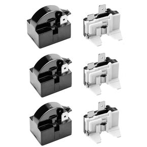 6 pcs Compresso QP2-4.7 PTC Starter Relay 1 Pin Refrigerator Starter Relay and 6750C-0005P Overload Protector Compatible with Refrigerator Compressor