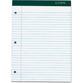 TOPS 63437 Double Docket Ruled Pads, 8 1/2 x 11 3/4, White, 100 Sheets (Pack of 6 Pads)