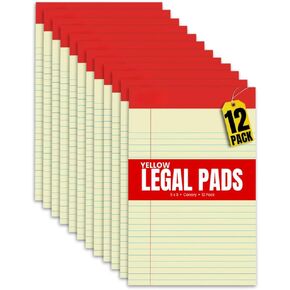 1InTheOffice Yellow Legal Pads 5x8, Notepad Narrow Ruled, Canary, 50 Sheets/Pad, Dozen Pads/Pack