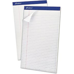Ampad 20330 Perforated Writing Pad, 8 1/2 x 14, White, 50 Sheets (Pack of 12)