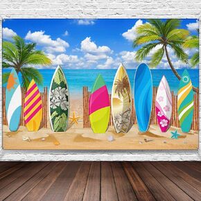 Blulu Beach Backdrop Summer Beach Background Photo Props Tropical Party Background Hawaiian Party Banner for Studio Baby Shower Photography Birthday Party Decorations, 72.8 x 43.3 Inch