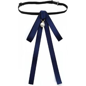 Elegant Bow Necktie for Women Girls,Ladies Party Long Adjustable Pearl Bowtie female ribbon Women Ties