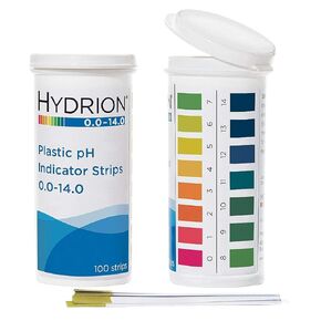 9800 Plastic pH Test Strips, 0.0 - 14.0 pH 1 Vial of 100 strips
