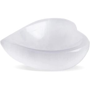Selenite Crystal Heart Shaped Bowl 10cm, Crystals Smudging Bowl for Reiki Healing, Anxiety Relief & Meditation. Ideal for Gift & Home Decor - White