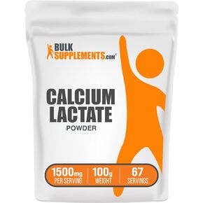 BulkSupplements.com Calcium Lactate Powder - Calcium Supplement, Calcium Lactate Food Grade - Calcium Lactate Supplement, 1500mg per Serving (200mg Calcium), 500g (1.1 lbs) (Pack of 1)
