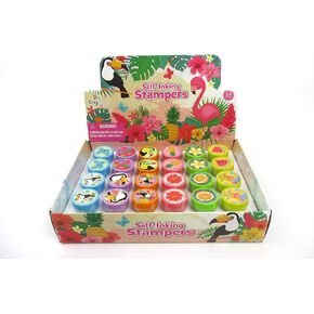 TINYMILLS 24 Pcs Flamingo Tropical Luau Stampers for Kids