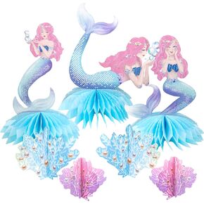 Decor365 Pink Blue Mermaid Party Centerpiece Under The Sea Party Table Decorations Girls Birthday Party Decor Ocean s Coral Little Mermaid Theme BdayTea Party Supplie