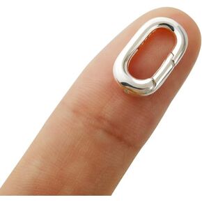 925 Sterling Silver Oval Spring Gate Connector Small Carabiner Bail Clasp