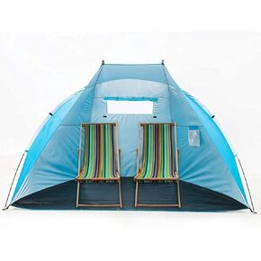 Outdoors Easy Up Beach Cabana Tent Sun Shelter, Deluxe Large for 4 Perso (Blue)
