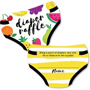 Big Dot of Happiness Tutti Fruity - Diaper Shaped Raffle Ticket Inserts - Frutti Summer Baby Shower Activities - Diaper Raffle Game - Set of 24