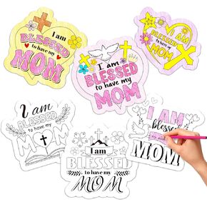 Color Your Own Mother's Day Cards for Kids - 24Pcs Mother's Day Religious Coloring Crafts Bulk Holiday Mom DIY Thankful Gift Cards Craft for Sunday School Classroom Home Fun Activities