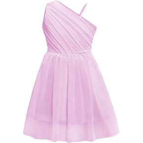 Girls One Shoulder Tutu Dress Formal Birthday Party Tulle Dresses 5-14 Years