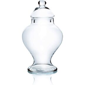 WGV Apothecary Jar, Width 8", Height 8.5", Clear Stemmed Round Glass Storage Container Fruit Food Cake Candy Liquid Jar with Lid for Wedding Party Ceremony Banquet Event Office Home Decor 1 Piece