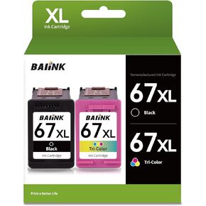 Remanufactured Ink Cartridge Replacement for HP Ink 67 XL 67XL Black Color Combo for 2700 2700e 2752 2742e 2755 2755e 4100 4100e 4155 4155e 6000 6055e 6055 6400 6458 6458e 6455e Printer