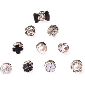 Sowaka 10 Pcs Shirt Brooch Pins for Women Vintage Elegant Various Style Brooch Buttons Cover Up Safety Pins for Girls Clothing Dress Cardigan Collar Bags Accessories DIY Crafting Supplies