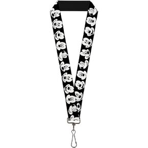 Buckle Down Lanyard-1.0-Mickey Mouse Expressions C/u Black/White