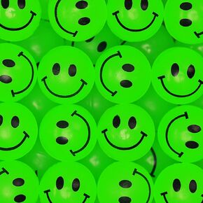 Bouncy Balls for Kids - 1" Glow in The Dark Smile Face Bouncy Balls - Bulk Rubber Balls - Vending Machine Toys - Party Favors Goody Bag Stuffers Classroom Prizes
