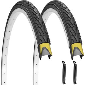 SIMEIQI 1 أو 2 حزمة 26x1 3/8 إطارات دراجة الطريق مع أو بدون 26x1 3/8 أنابيب الدراجة الداخلية AV32mm Schrader Valve متوافق مع إطارات وأنابيب الدراجة 26x1 3/8 بوصة