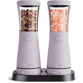 Electric Salt and Pepper Grinder Set with Storage Base, Stainless Steel Rechargeable Salt and Pepper Grinder Set with 4.5 oz Large Capacity, 1.8" Wide Mouth, Adjustable Coarseness, Ideal for Kitchen in Kuwait