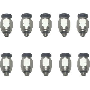 Pneumatic PC1/4-U10 Male Straight Air Hose Connectors 1/4" Tube OD x 10-32 Inch UNF Thread Push to Connect Fittings (Pack of 20)