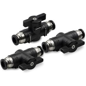 3 Pcs 4mm Pneumatic Ball Valve Push to Connect Fittings BUC Air Flow Control Valve Straight Quick Connect Air Hose Fittings