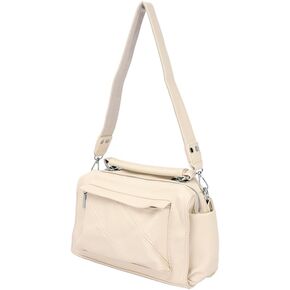 Elegant White PU Women's Bag Adjustable Shoulder Strap Ultra Soft Leather Handbag Casual Sling Bag