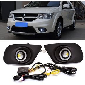 Front Bumper Fog Lamp Compatible With 2011-2019 Dodge Journey DRL LED Daytime Running Light With Sequential Switchback Amber Turn Signal light Blue Night Headlight