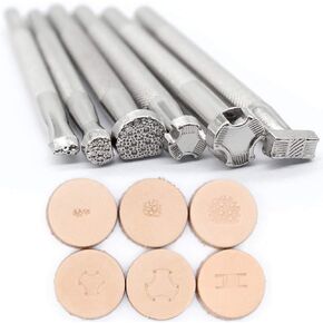 Leather Stamping Tools Kit, Leather Stamps for Leather Working, Different Shape Leather Embossing Tooling Stamps Set for DIY Leather Craft (PG72K-6pcs)