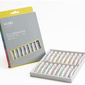 HIMI Watercolor Paint, 24 Colors, 12ml / 0.4 Fl Oz Tubes, Watercolor Paint Set for Canvas and Paper, Water Color Paint Art Supplies for Professionals, Students, Beginners & Artists.
