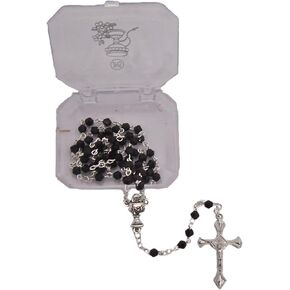مسبحة Wowser First Communion Jet Black، حافظة زخرفية شفافة، هدية سرّية، 19.5 بوصة