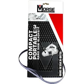 Morse 1216 Bimetal, Compact Portable Band Saw Blade, 35-3/8 x 1/2 x .020 x 12/16 TPI, 3 Pack (002721/ZWEP351216MC)