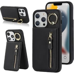 iPhone 13 pro max case with Card Holder, iPhone 13 pro max Phone Case Wallet for Women magsafe Compatible Wallet Detachable 2-in-1 for Men-White Leopard