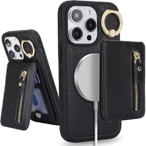 حافظة iPhone 13 pro max مع حامل بطاقة، حافظة هاتف iPhone 13 pro max للنساء، محفظة متوافقة مع magsafe قابلة للفصل 2 في 1 للرجال - أبيض ليوبارد